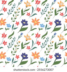 Seamless pattern with spring flowers. Floral background for fashion design, textile, fabric and wallpaper.