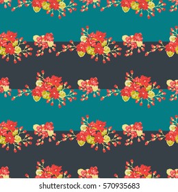 Seamless pattern of spring flowers. Floral striped background for textile or book covers, manufacturing, wallpapers, print, gift wrap and scrapbooking.