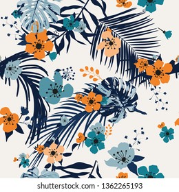 Seamless pattern with spring flowers and leaves. floral pattern for wallpaper or fabric