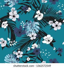 Seamless pattern with spring flowers and leaves. floral pattern for wallpaper or fabric