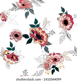 Watercolor Floral Seamless Pattern Exotic Flowers Stock Vector (Royalty ...