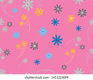 Seamless pattern with spring flowers and leaves. Hand drawn background. floral pattern for wallpaper or fabric.