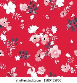 Seamless pattern with spring flowers and leaves