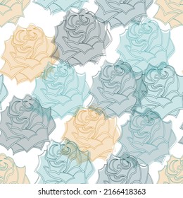 Seamless pattern with spring flowers and leaves. Hand drawn background. Isolated hand drawn with big flowers, eucalyptus and berries for wallpaper design, textile, fabric