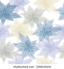 Seamless pattern with spring flowers and leaves. Botanical Motifs scattered random.