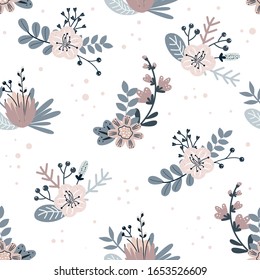 seamless pattern with spring flowers on a white background - vector illustration, eps