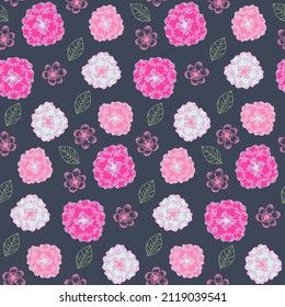 seamless pattern with spring flowers on a dark background