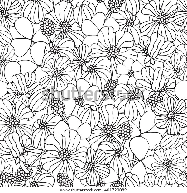 Seamless Pattern Spring Flowers On White Stock Vector Royalty Free 401729089