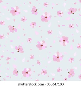 seamless pattern of spring flowers with petals