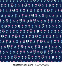 Nahtloses Muster mit Frühlingsblumen. Pflanzenhintergrund für Mode, Wallpaper, Druck, Textilien, Geschenkpapier und Scrapie. Vektorillustration.