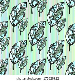 Seamless pattern spring forest. Vector.