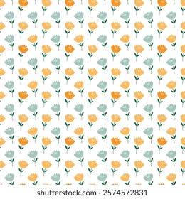 Seamless pattern with spring fowers