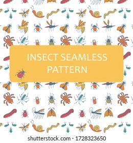 Seamless pattern with spring insects and pests