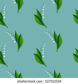 Seamless pattern with spring lilies of the valley