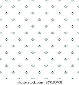 Seamless pattern.  Spring. Many small dark blue flowers  on white background. Vector illustration. 