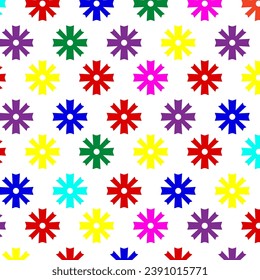 Seamless Pattern of spring and summer flowers. Bright flowers. olorful flowers on white background. Cute floral pattern cartoon decoration.