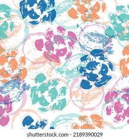 seamless pattern with spring watercolor multicolored flowers, hand painted  Drawing for fabric, textiles, wallpaper, albums, covers, scrapbooks