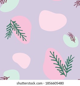 Seamless pattern of spruce branches. Pattern for packaging, background, or accessories.