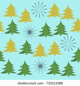 Seamless pattern  of spruce Christmas. Hand drawn.