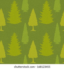 Seamless Pattern with Spruce Trees. Endless Print Silhouette Texture. Ecology. Forest. Hand Drawing. Retro. Vintage Style - vector