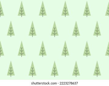 Seamless pattern with spruces. Christmas texture in flat style.