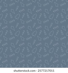 Seamless pattern with spruces color. Doodle illustration.