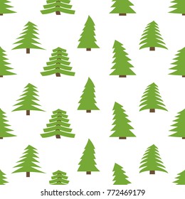 Seamless pattern with spruces on white background. Vector illustration