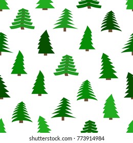 Seamless pattern with spruces on white background. Vector illustration