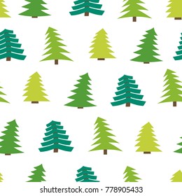 Seamless pattern with spruces on white background. Vector illustration
