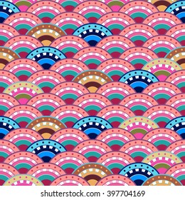 Seamless pattern, squama, boho style. Repeating background. Cloth design, wallpaper, wrapping. Vector.
