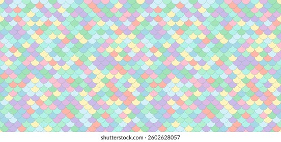 Seamless Pattern with Squama texture in Pastel Colors, Fish Scale, Mermaid, Dragon or Snake Scales Vector Illustration