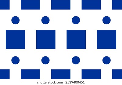 seamless pattern with square and circle geometry. white background with blue object.