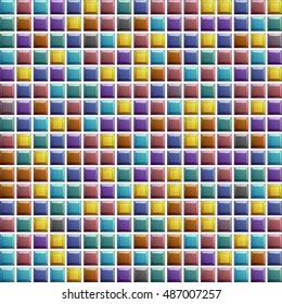 Seamless pattern square colorful brick on white. Vector background.