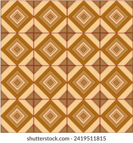 Seamless pattern with square elements, classic brown, fabric pattern, old tile pattern.