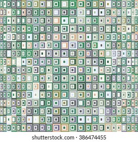 Seamless pattern with square elements. Illusion green background.