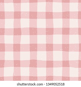 Seamless Pattern With Square Hand Drawn Texture. Rustic Checkered Tablecloth. Vector Illustration For Print, Design, Fabric.