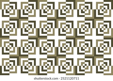 Seamless pattern with square optical illusion in autumn green on white background. Vector illustration. For casual wear textile cloth print wallpaper cover crockery  decoration 