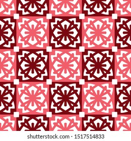 Seamless pattern with square ornaments on a white background.