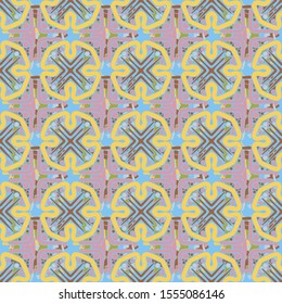 Seamless pattern. Square patterned colored elements. Abstract ornament.