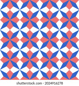 seamless pattern square red blue white