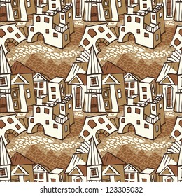 Seamless pattern  -  square of a small town