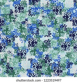 Seamless pattern. Square suns. The colors of spring. Editing is available.