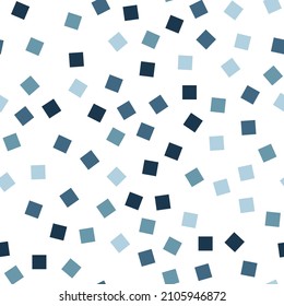 Seamless pattern with squares. Abstract geometric pattern with blue squares. Random, chaotic background with cute confetti.
