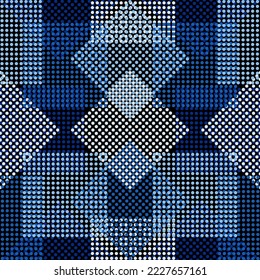 Seamless pattern with squares. Abstract modern background with geometric Rainbow gingham plaid. 
