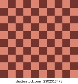 Seamless pattern of squares arranged in a checkerboard pattern of brown and red colors. Checkerboard pattern for print and packaging. Vector