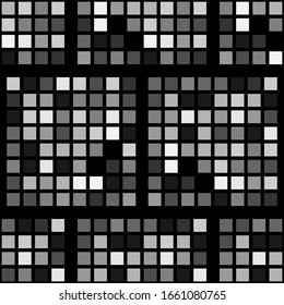 Seamless pattern. Squares black and white, abstraction, vector.