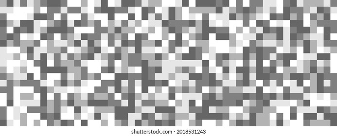 Seamless pattern of squares in black, white and gray shades. Pixel seamless pattern for posters, banners, postcards, textures and simple backgrounds. Scalable vector graphics