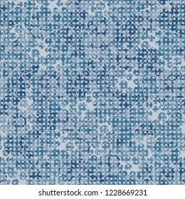 Seamless pattern. Squares and chaotic lines on the background of winter camouflage.