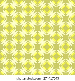 Seamless pattern of squares in circles goes into the distance to infinity illusion of fantasy in bright yellow and pale yellow and mustard