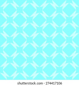 Seamless pattern of squares in circles goes into the distance to infinity illusion of fantasy in azure blue and white